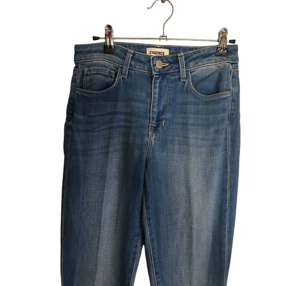 L'Agence Jeans Women's Size 25 Blue Bell Peach Flare Leg Cotton Blend - Picture 2 of 7